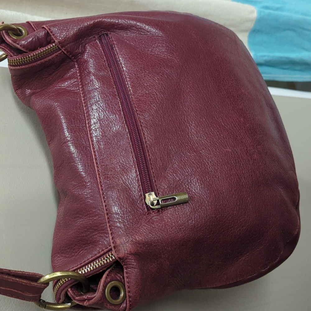 Leather Shoulder Bag Mahogany Color - Picture 6 of 8